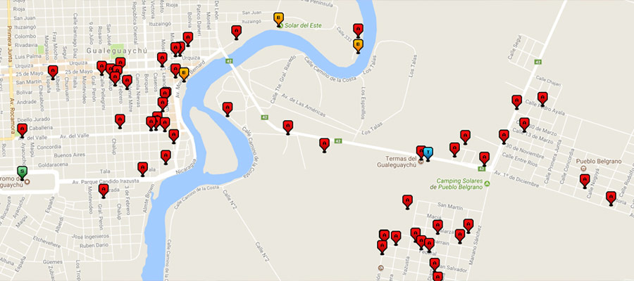 Mapa de Alojamientos en Gualeguaych