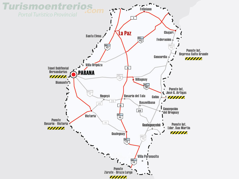 Mapa de Rutas y Accesos a La Paz - Imagen: Turismoentrerios.com