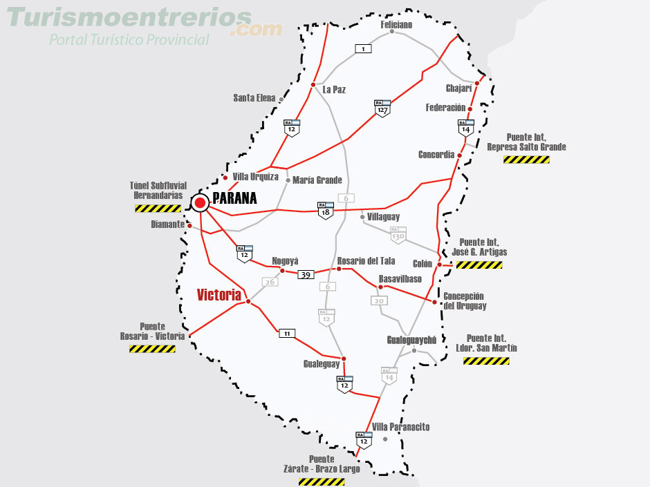Mapa de Rutas y Accesos a Paraná - Imagen: Turismoentrerios.com