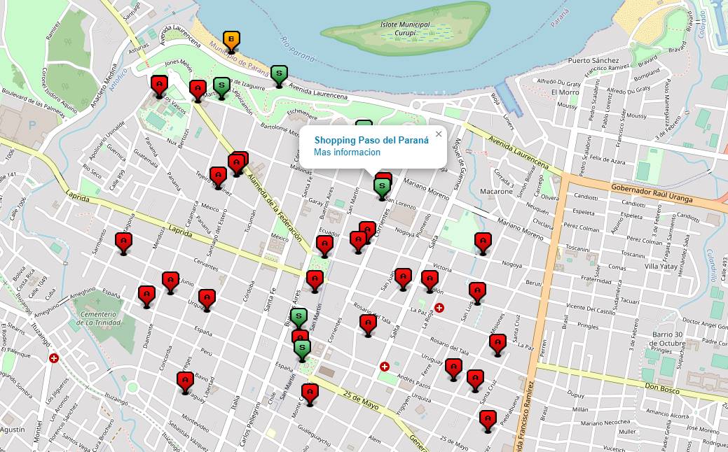 Mapa de alojamientos de Paran