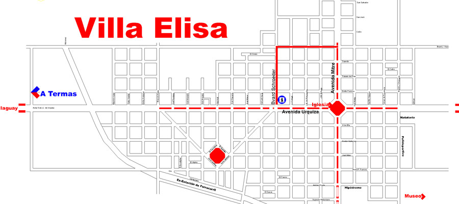 Plano de la Ciudad de Villa Elisa Entre Ríos